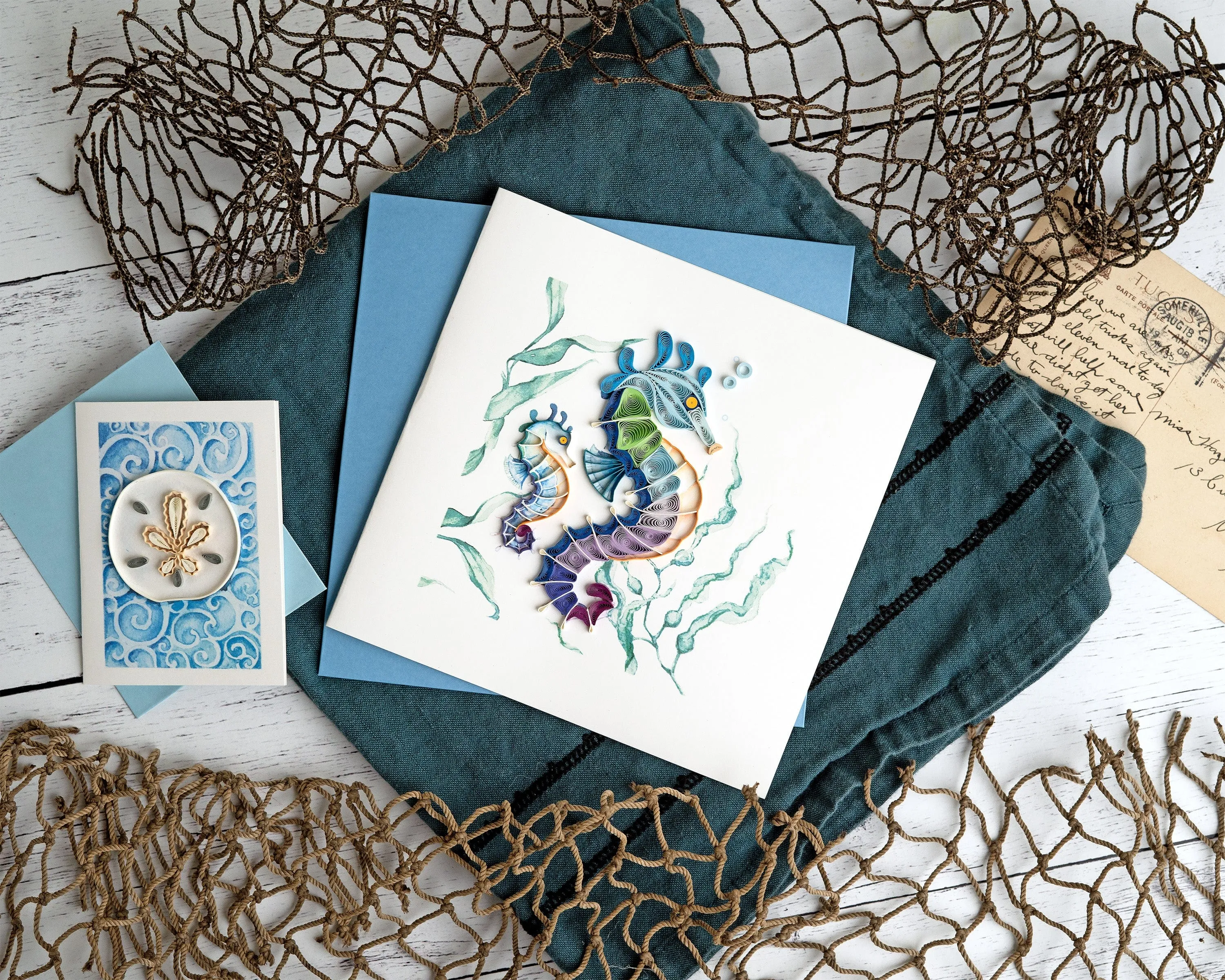 Quilled Colorful Seahorse Greeting Card