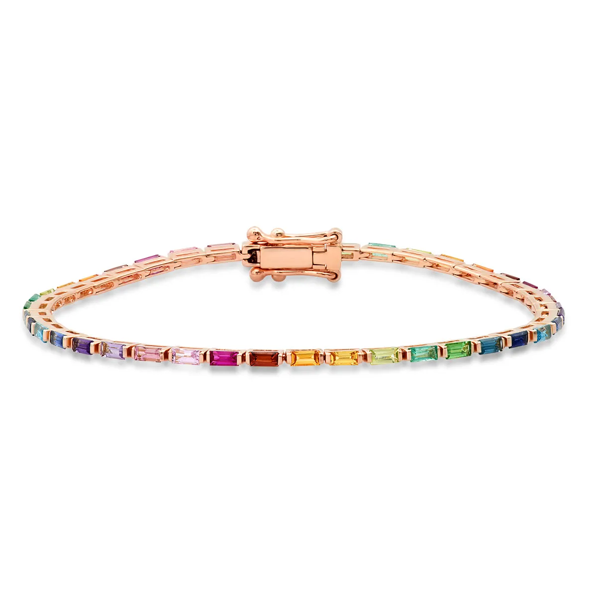 Rainbow Baguette Tennis Bracelet