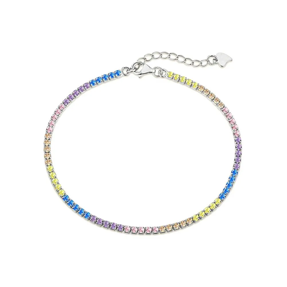 Rainbow Colorful Zirconia Tennis Bracelet for Women