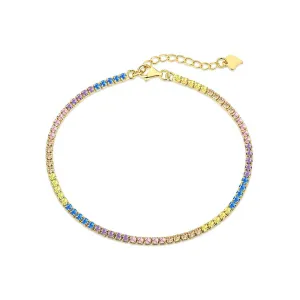 Rainbow Colorful Zirconia Tennis Bracelet for Women
