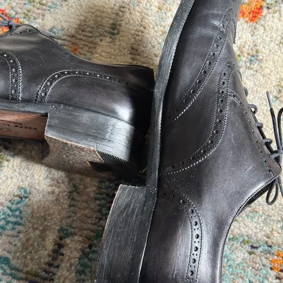 Ralph Lauren Black Leather Made in Italy Wingtips US 13