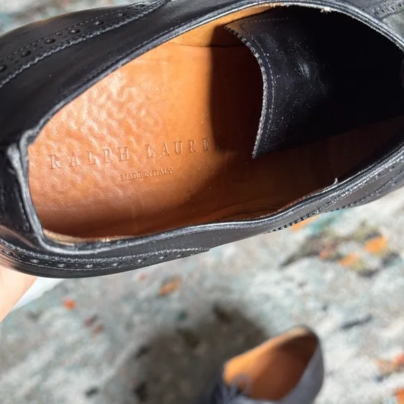 Ralph Lauren Black Leather Made in Italy Wingtips US 13