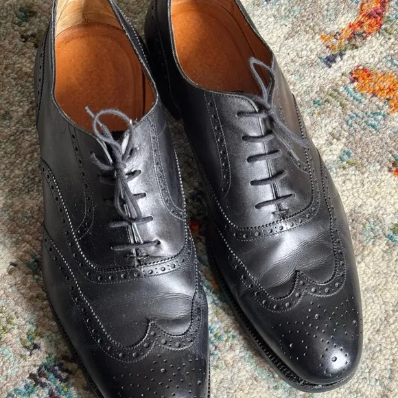 Ralph Lauren Black Leather Made in Italy Wingtips US 13
