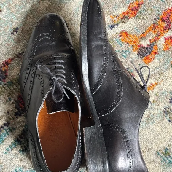Ralph Lauren Black Leather Made in Italy Wingtips US 13