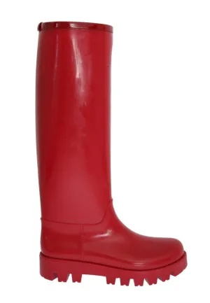 Red Rubber Knee Rain Boots