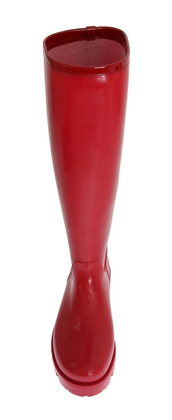 Red Rubber Knee Rain Boots