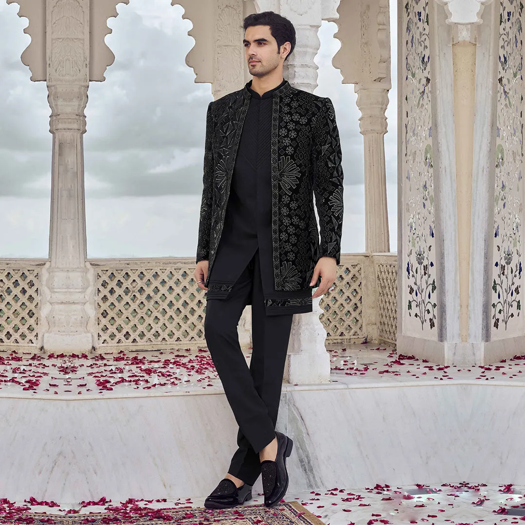 Regal Charcoal Black Jodhpuri for Men
