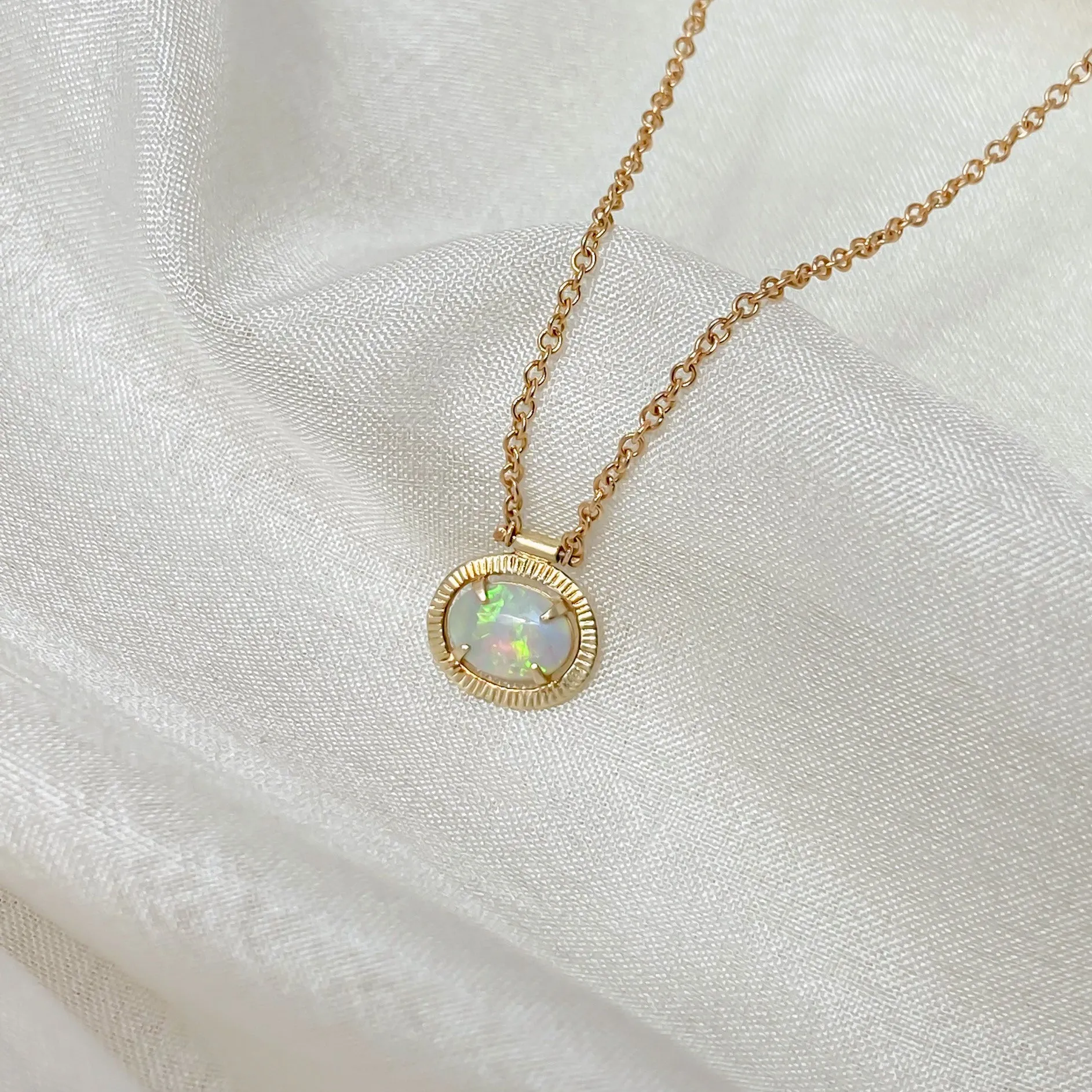 Reworked Vintage Opal Necklace |  Recycled 14k Gold