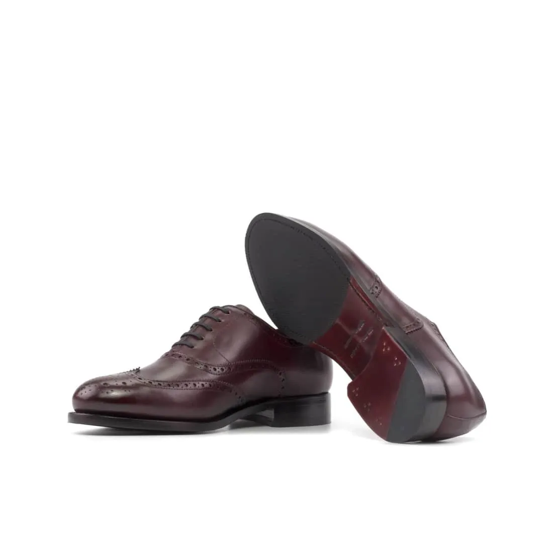 Richelieu fleuri en cuir bordeaux