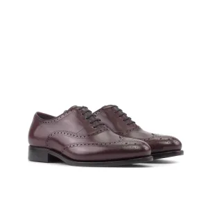 Richelieu fleuri en cuir bordeaux