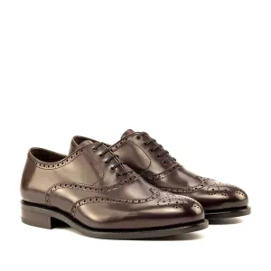Richelieu fleuri en cuir marron