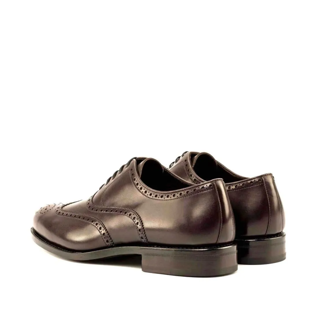 Richelieu fleuri en cuir marron