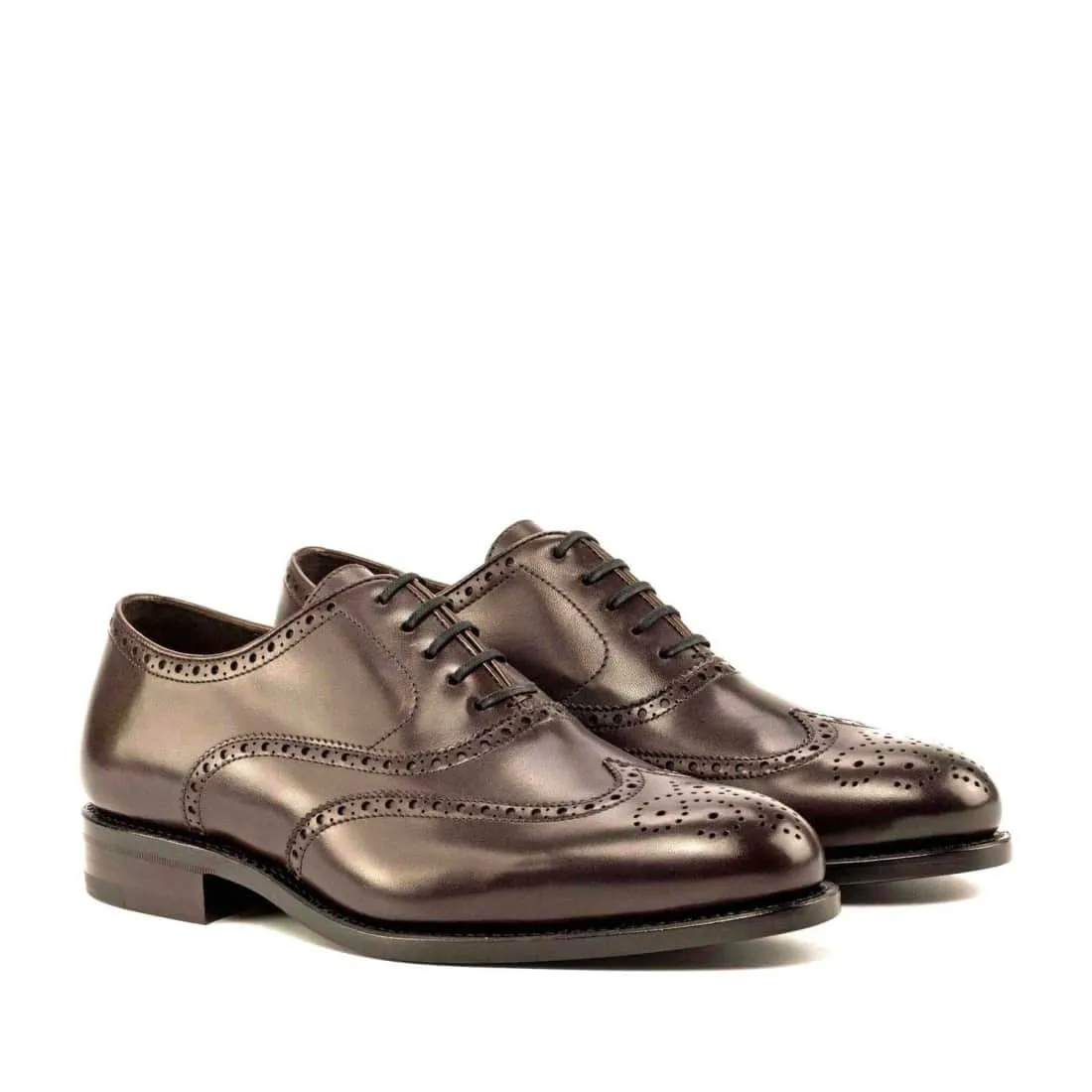 Richelieu fleuri en cuir marron