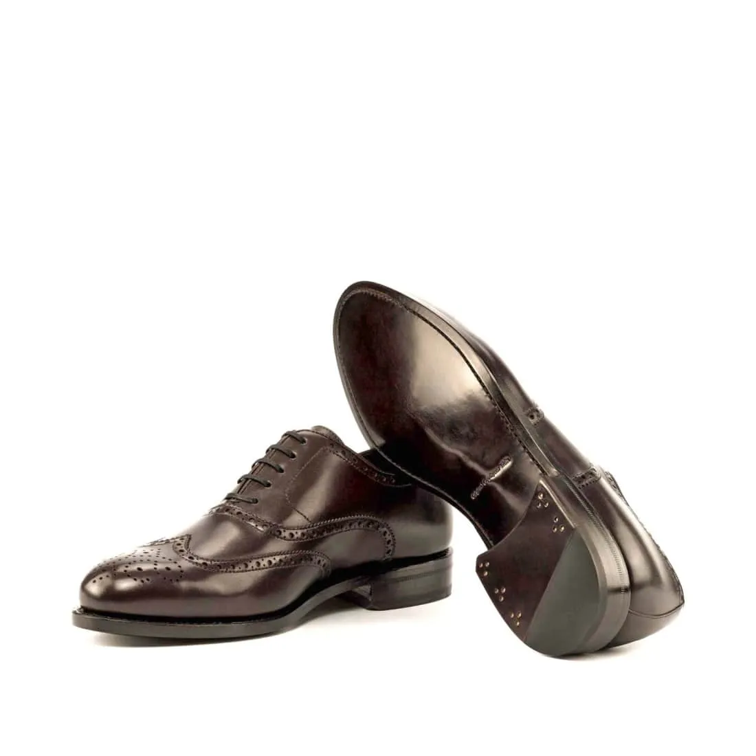 Richelieu fleuri en cuir marron