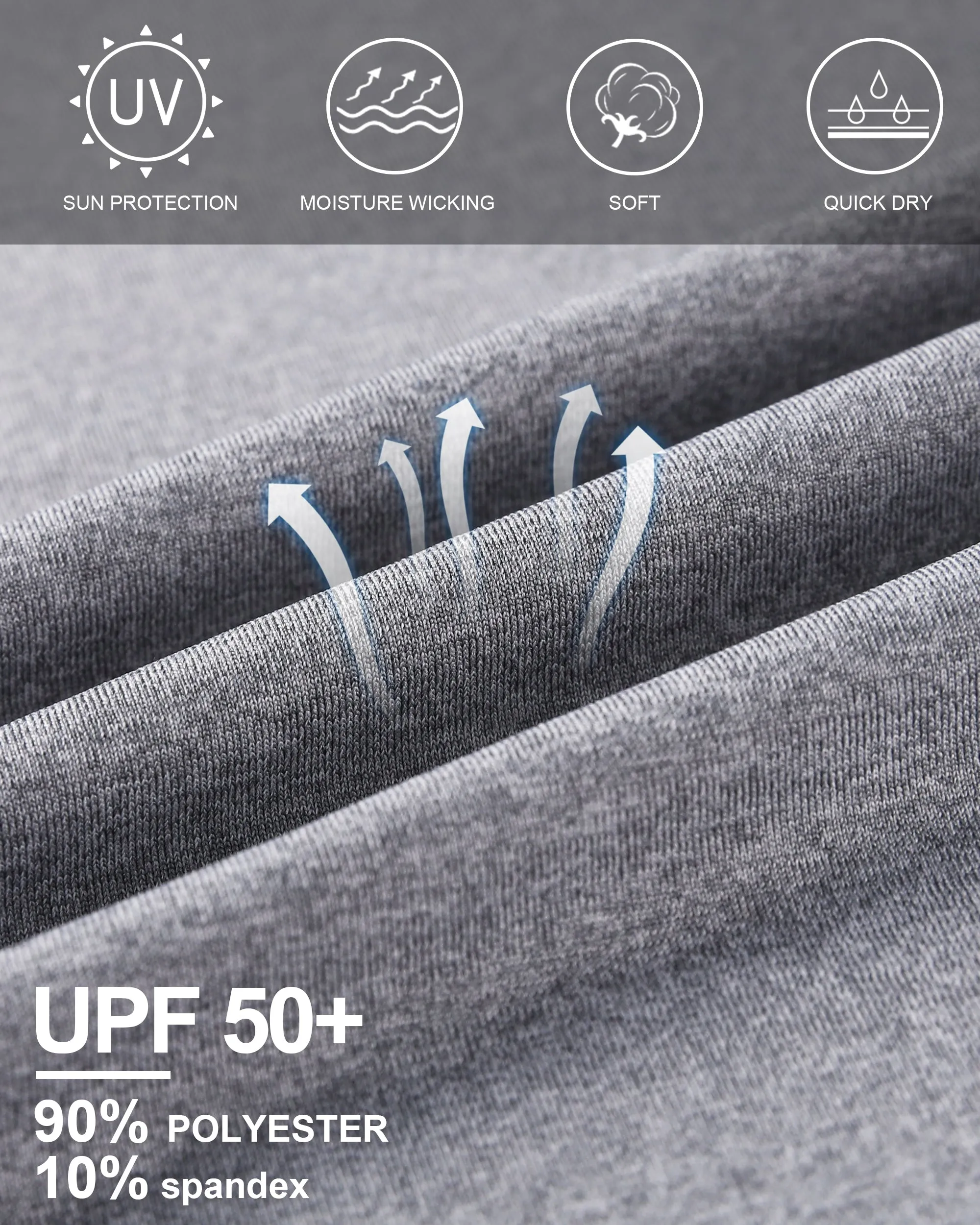 Roadbox Mens UPF 50  UV Sun Protection Long Sleeve Shirts Rash Guard for Fishing Hiking Swimming Running