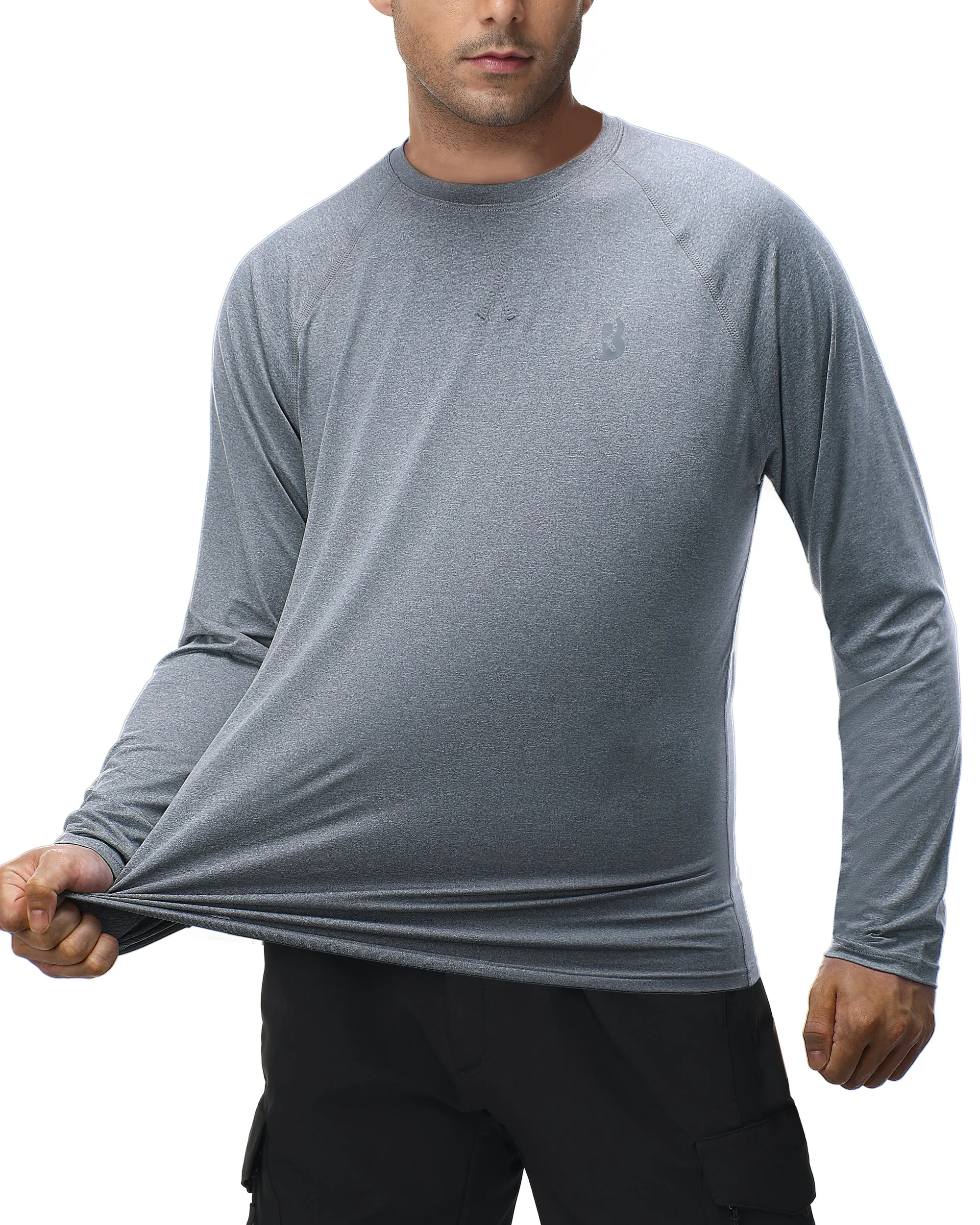 Roadbox Mens UPF 50  UV Sun Protection Long Sleeve Shirts Rash Guard for Fishing Hiking Swimming Running