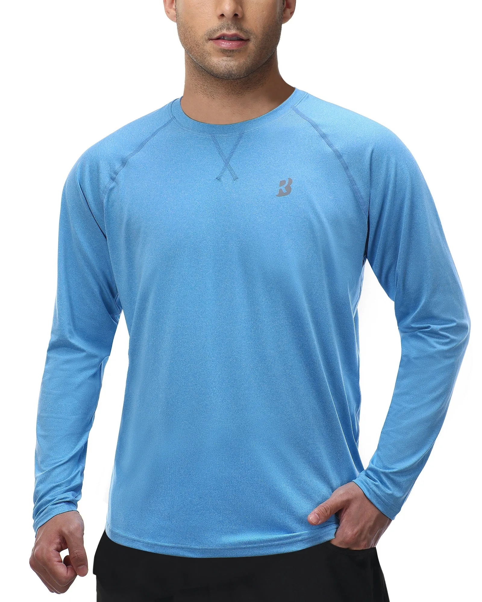 Roadbox Mens UPF 50  UV Sun Protection Long Sleeve Shirts Rash Guard for Fishing Hiking Swimming Running
