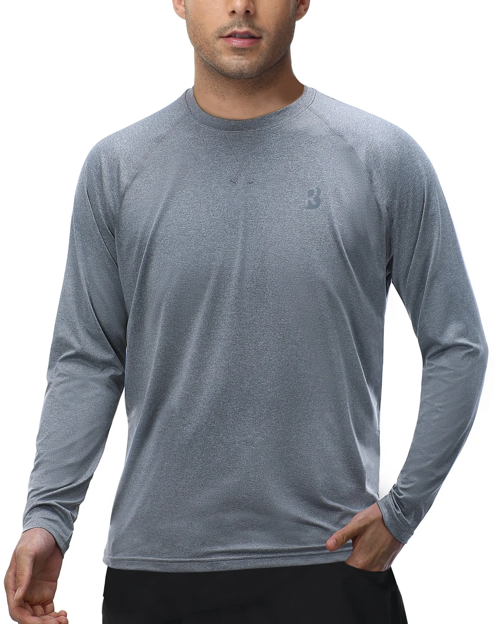 Roadbox Mens UPF 50  UV Sun Protection Long Sleeve Shirts Rash Guard for Fishing Hiking Swimming Running