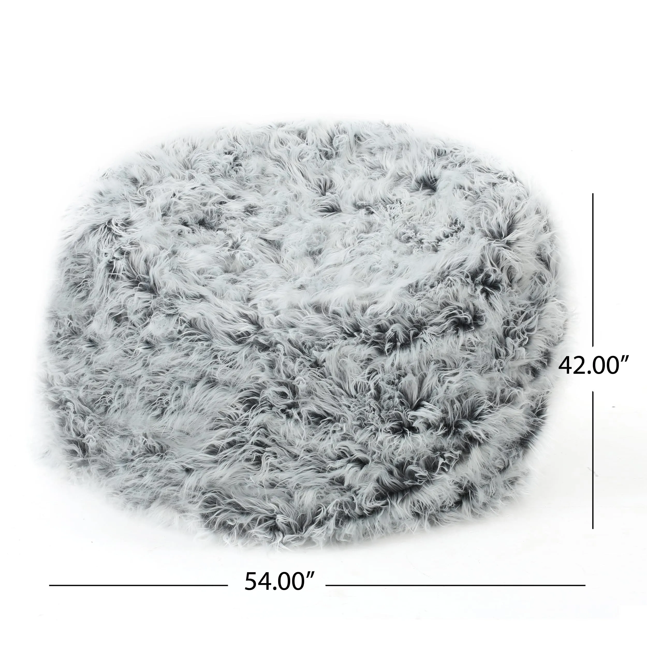 Rounded Fur Bean Bag with Softness and Comfort Silver Modern