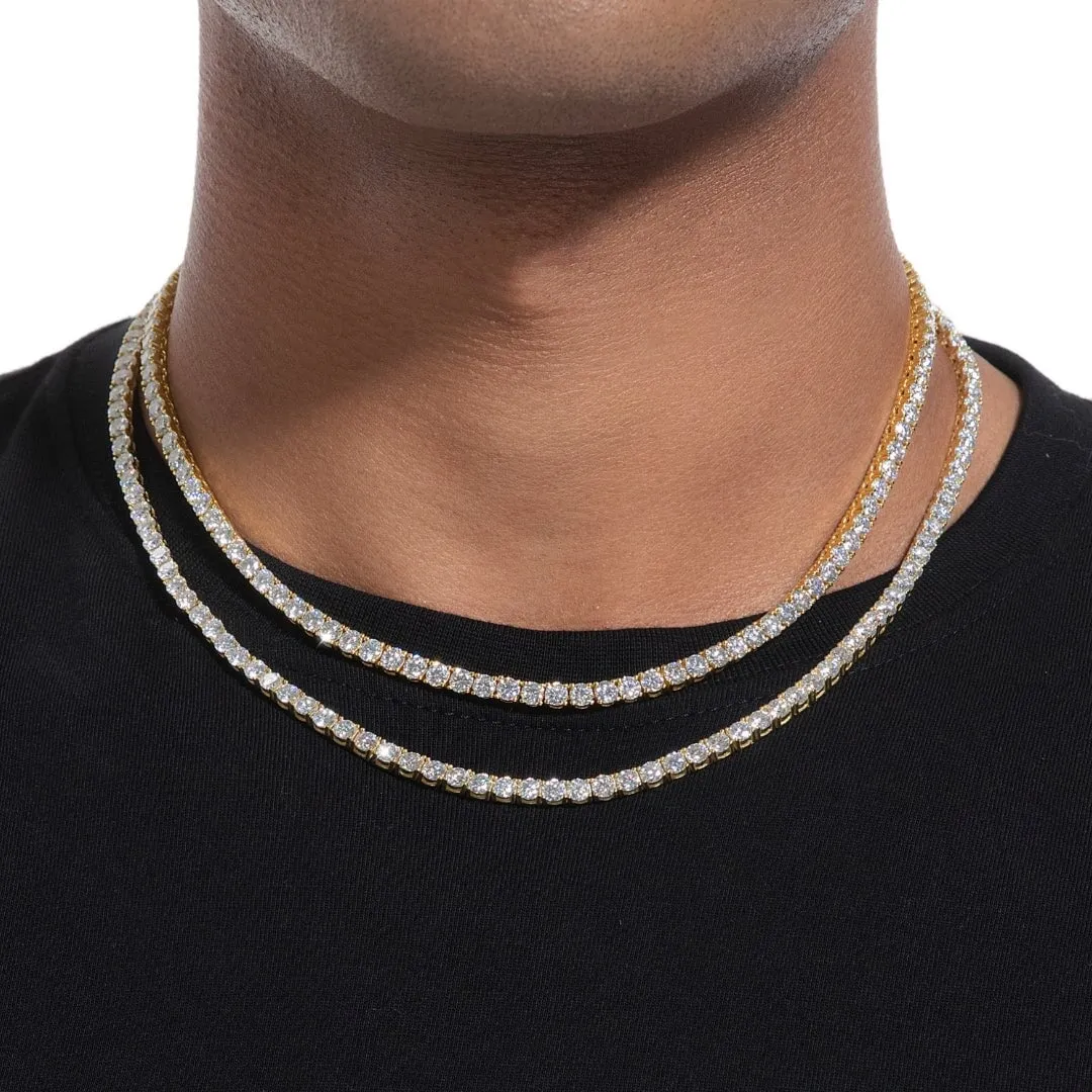 S925 Moissanite Tennis Chain in 14K Gold - 4mm