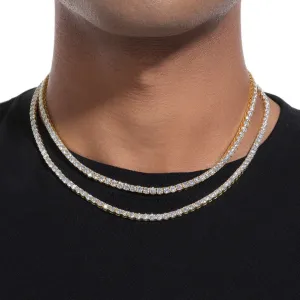 S925 Moissanite Tennis Chain in 14K Gold - 4mm