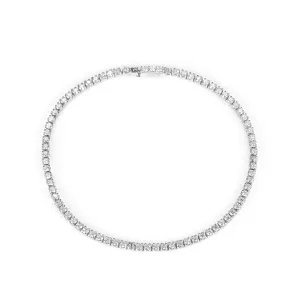 S925 Sterling Silver 2mm CZ Claw Chain Roman Tennis Bracelet