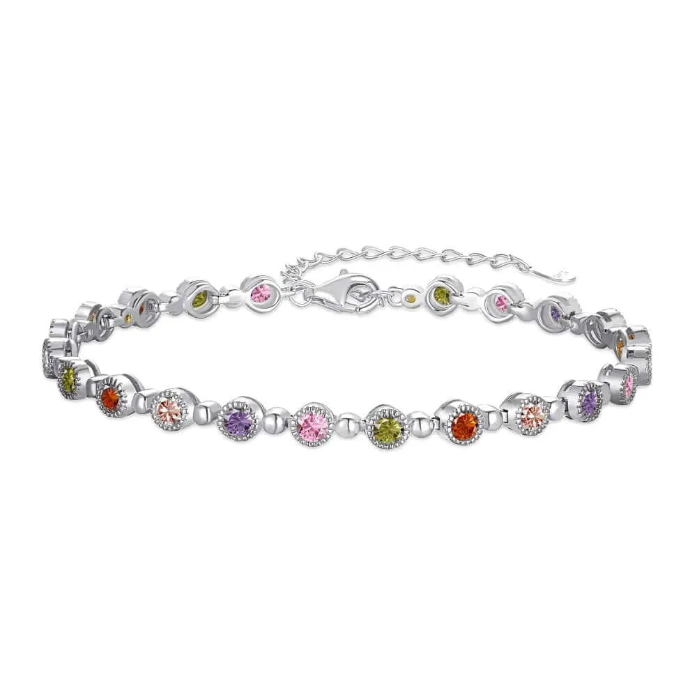 S925 Sterling Silver Rainbow Tennis Bracelet
