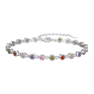 S925 Sterling Silver Rainbow Tennis Bracelet