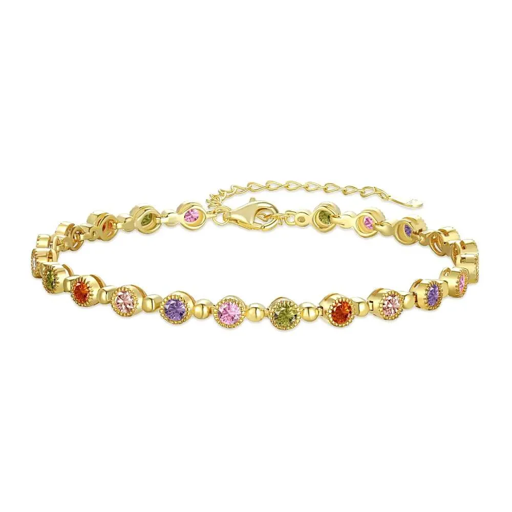 S925 Sterling Silver Rainbow Tennis Bracelet