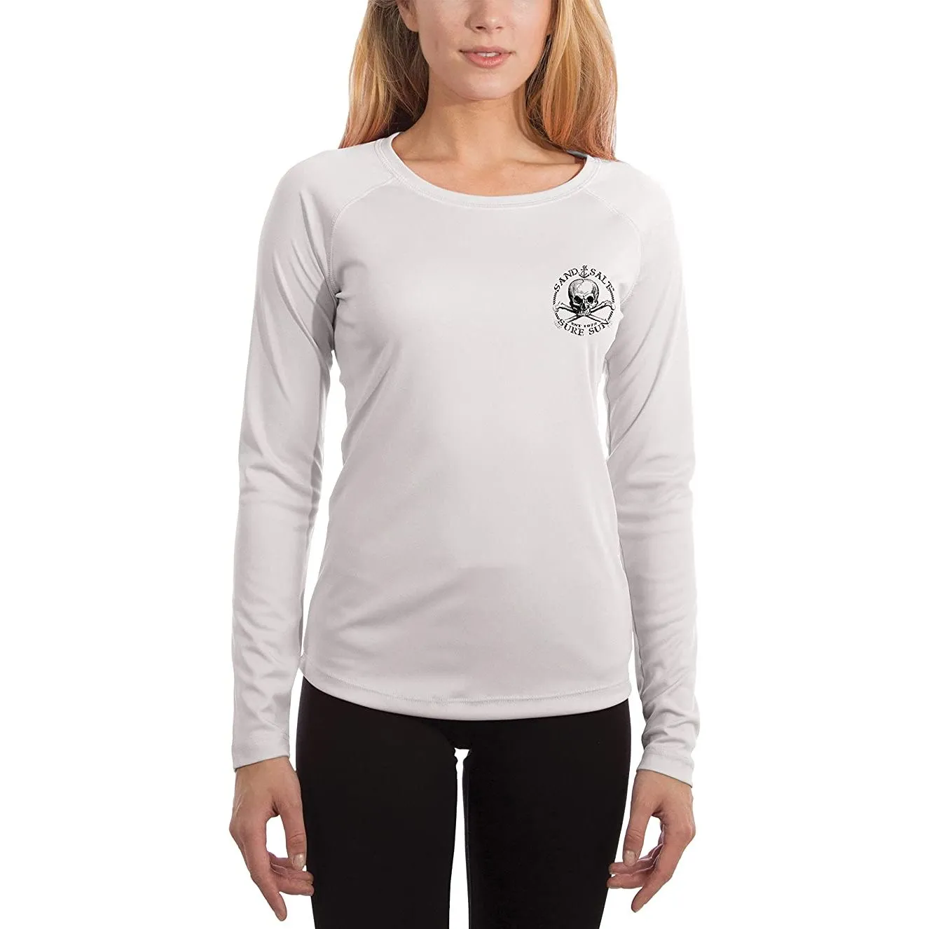 SAND.SALT.SURF.SUN. Captain Pirate Women's UPF 50  UV Sun Protection Performance Long Sleeve T-Shirt