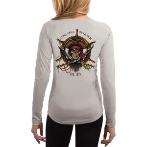 SAND.SALT.SURF.SUN. Captain Pirate Women's UPF 50  UV Sun Protection Performance Long Sleeve T-Shirt