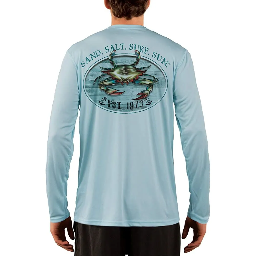 SAND.SALT.SURF.SUN. Crab Men's UPF 50  UV Sun Protection Performance Long Sleeve T-Shirt