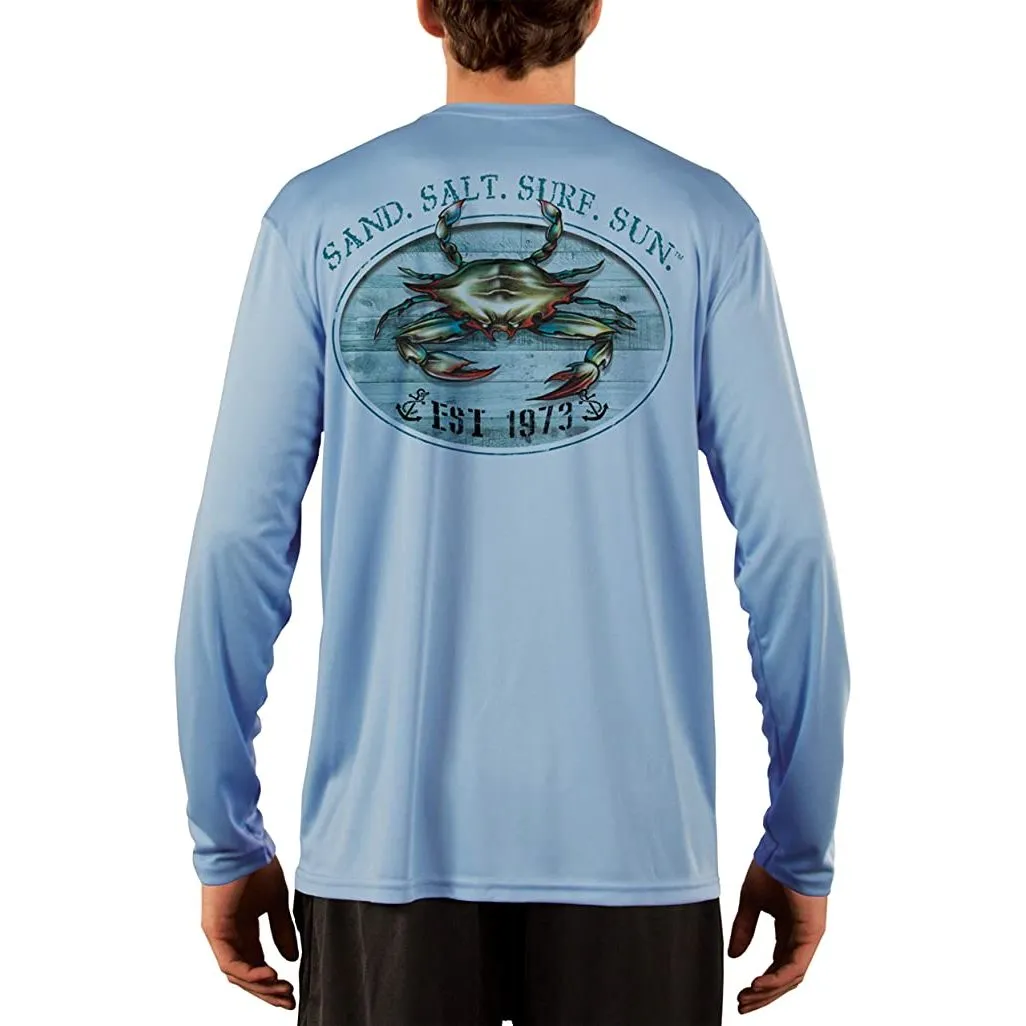 SAND.SALT.SURF.SUN. Crab Men's UPF 50  UV Sun Protection Performance Long Sleeve T-Shirt