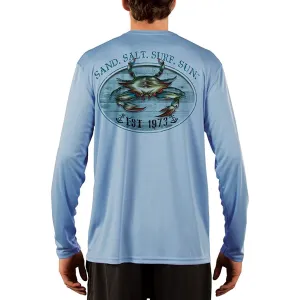 SAND.SALT.SURF.SUN. Crab Men's UPF 50  UV Sun Protection Performance Long Sleeve T-Shirt