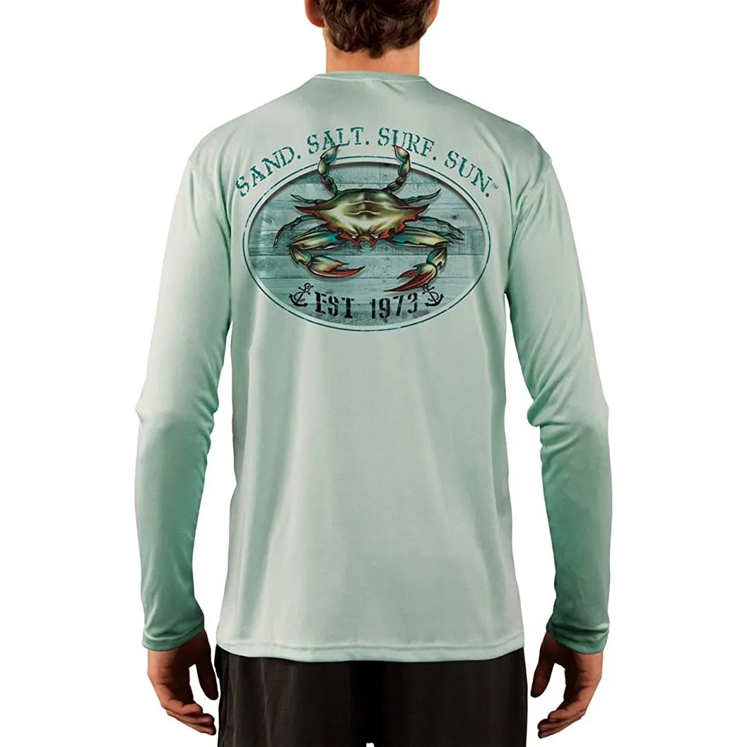 SAND.SALT.SURF.SUN. Crab Men's UPF 50  UV Sun Protection Performance Long Sleeve T-Shirt
