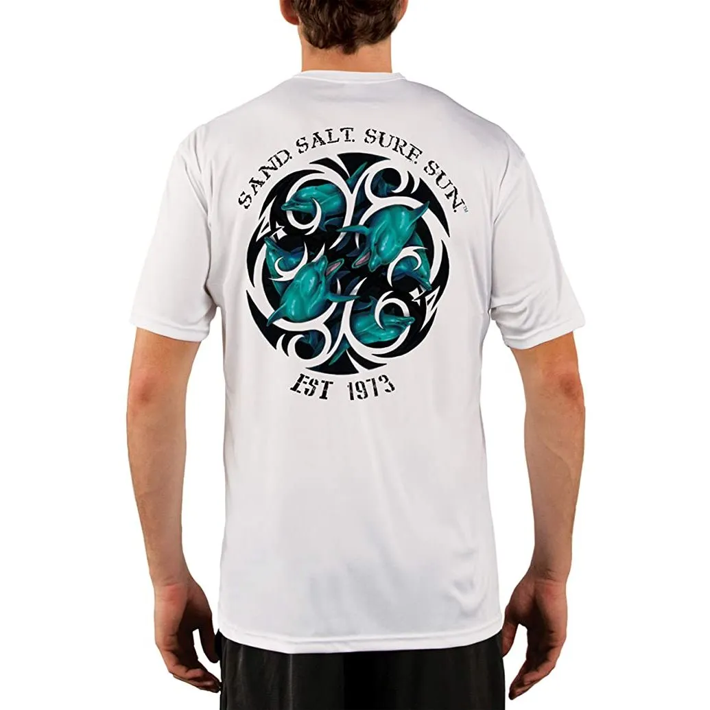 SAND.SALT.SURF.SUN. Dolphin Tribal Men's UPF 50  UV Sun Protection Performance Short Sleeve T-Shirt
