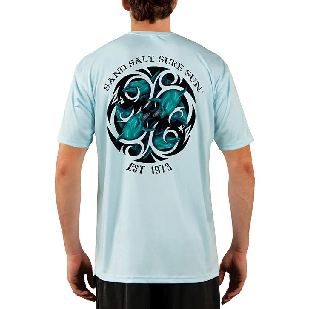 SAND.SALT.SURF.SUN. Dolphin Tribal Men's UPF 50  UV Sun Protection Performance Short Sleeve T-Shirt