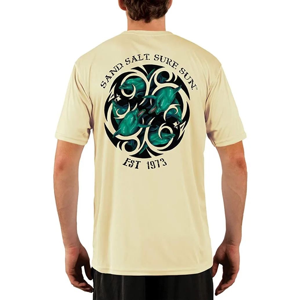 SAND.SALT.SURF.SUN. Dolphin Tribal Men's UPF 50  UV Sun Protection Performance Short Sleeve T-Shirt