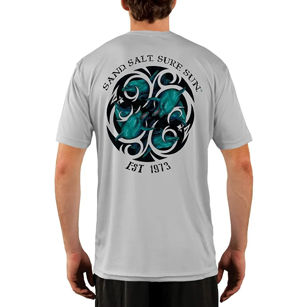 SAND.SALT.SURF.SUN. Dolphin Tribal Men's UPF 50  UV Sun Protection Performance Short Sleeve T-Shirt