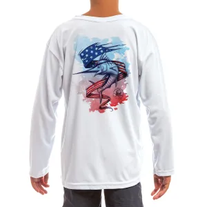 SAND.SALT.SURF.SUN. Marlin Flag Youth UPF 50  UV Sun Protection Performance Long Sleeve T-Shirt