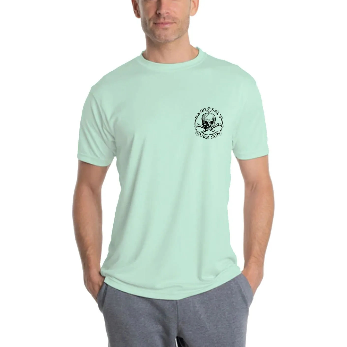 SAND.SALT.SURF.SUN. Marlin Logo Men's UPF 50  UV Sun Protection Performance Short Sleeve T-Shirt