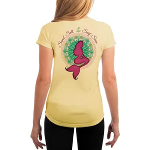 SAND.SALT.SURF.SUN. Mermaid Shells Women's UPF 50  UV Sun Protection Performance Short Sleeve T-Shirt