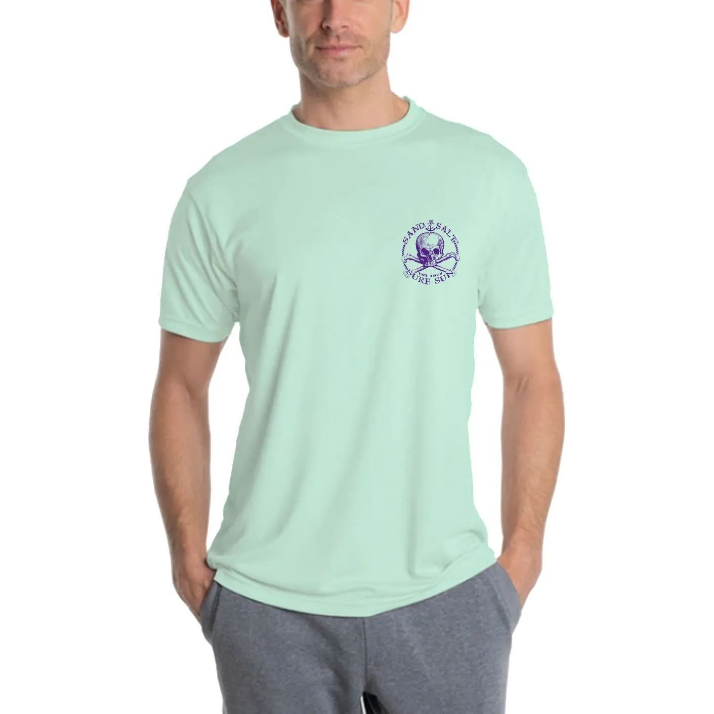 SAND.SALT.SURF.SUN. Octopus Men's UPF 50  UV Sun Protection Performance Short Sleeve T-Shirt