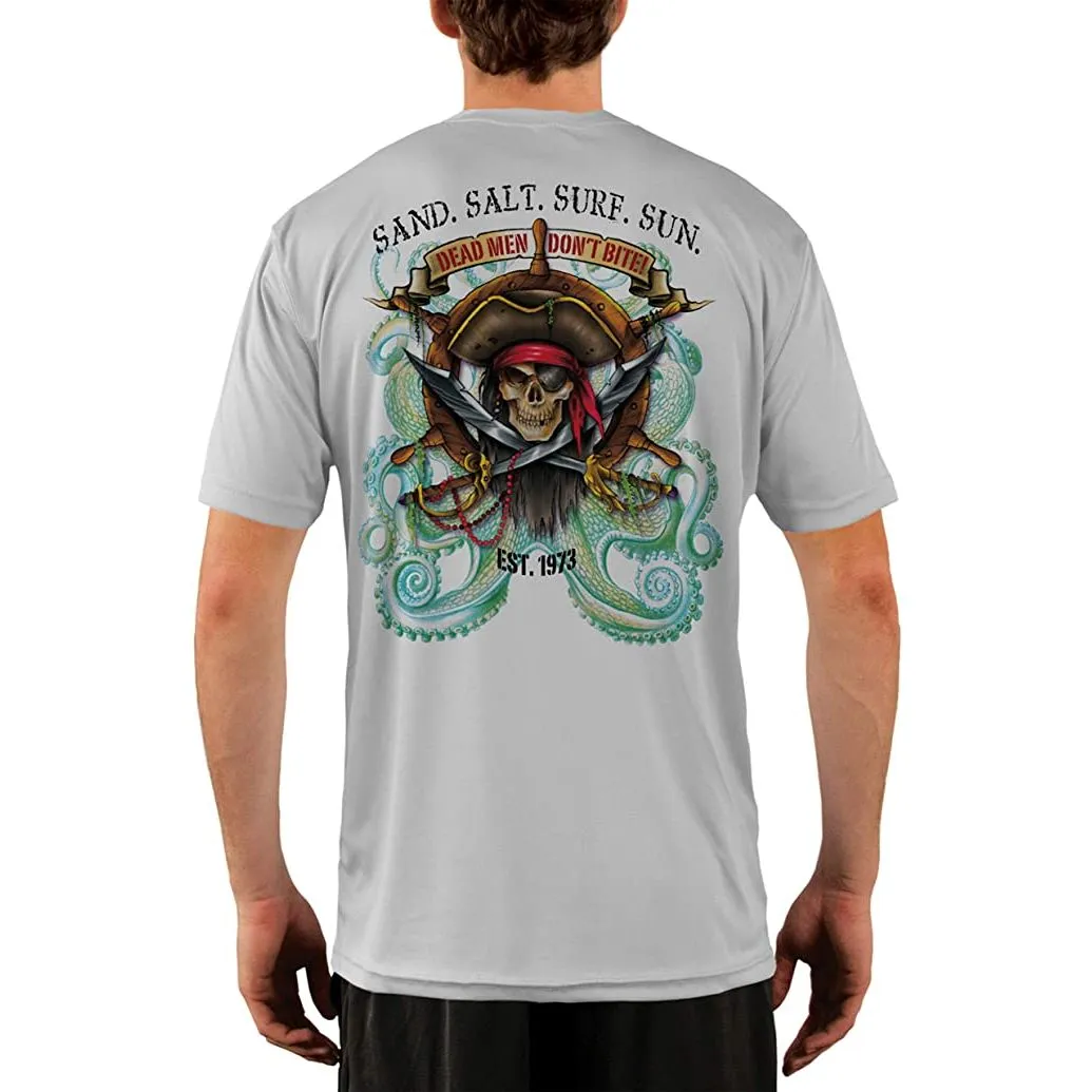 SAND.SALT.SURF.SUN. Pirate Octopus Men's UPF 50  UV Sun Protection Performance Short Sleeve T-Shirt