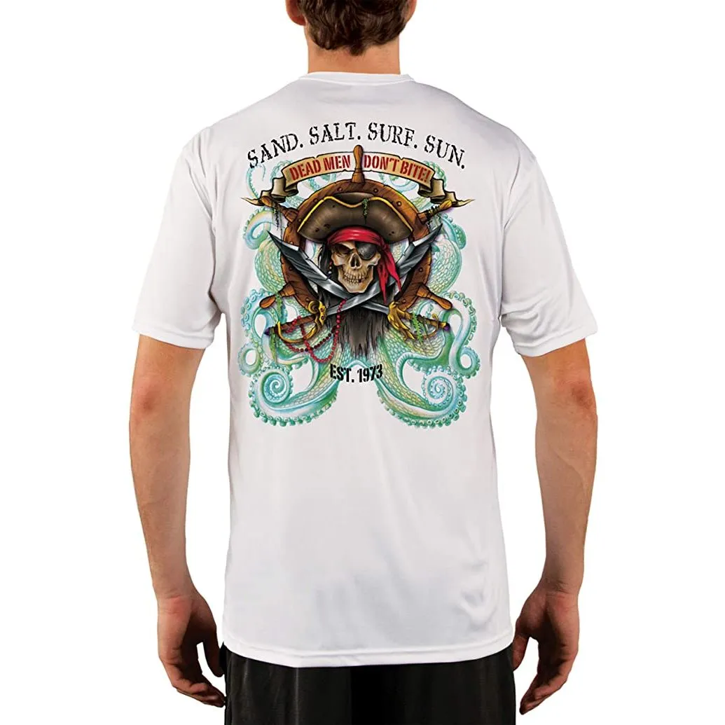 SAND.SALT.SURF.SUN. Pirate Octopus Men's UPF 50  UV Sun Protection Performance Short Sleeve T-Shirt