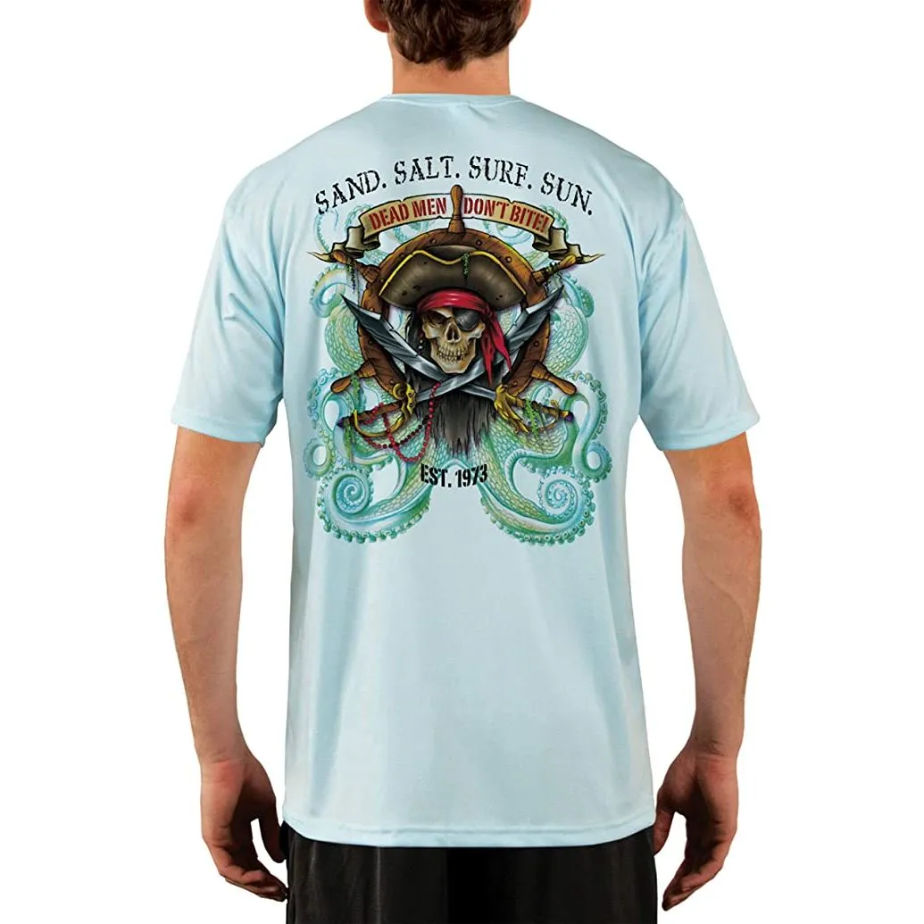SAND.SALT.SURF.SUN. Pirate Octopus Men's UPF 50  UV Sun Protection Performance Short Sleeve T-Shirt