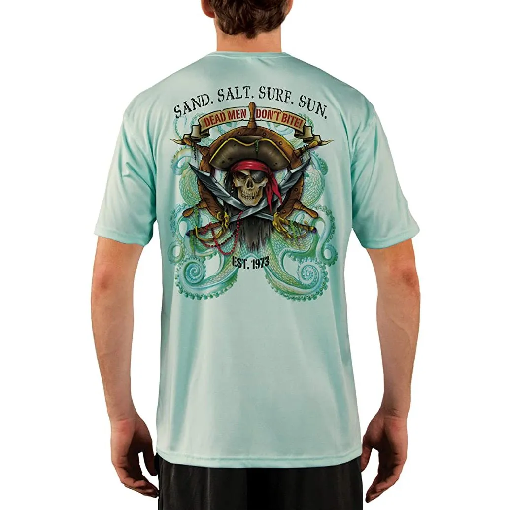 SAND.SALT.SURF.SUN. Pirate Octopus Men's UPF 50  UV Sun Protection Performance Short Sleeve T-Shirt