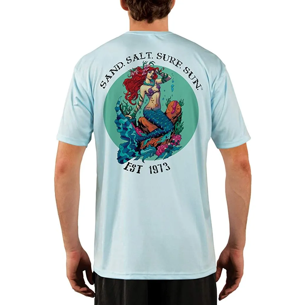 SAND.SALT.SURF.SUN. Redhead Mermaid Men's UPF 50  UV Sun Protection Performance Short Sleeve T-Shirt
