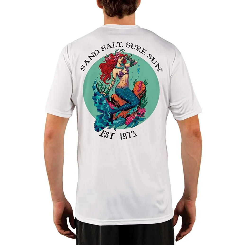 SAND.SALT.SURF.SUN. Redhead Mermaid Men's UPF 50  UV Sun Protection Performance Short Sleeve T-Shirt