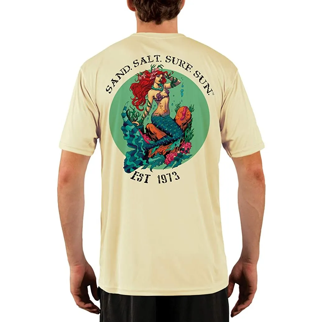 SAND.SALT.SURF.SUN. Redhead Mermaid Men's UPF 50  UV Sun Protection Performance Short Sleeve T-Shirt
